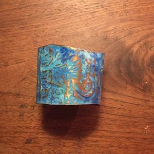 Copper Cuff Organic Shape Moon and Tree Bracelet